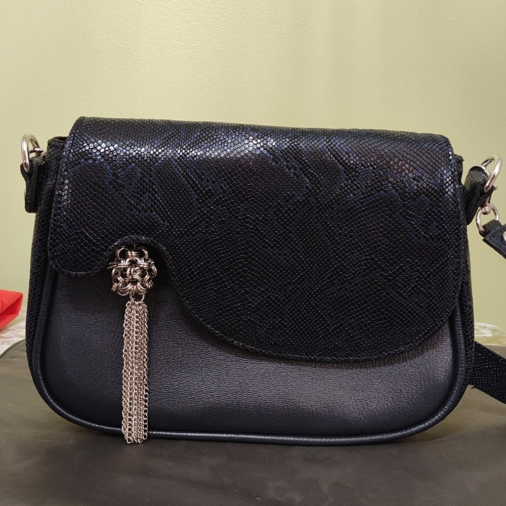 OWN Blue Shoulder Crossbody Bag with Tassel Accent